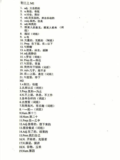 九年级上册英语单词外研版有哪些重点?