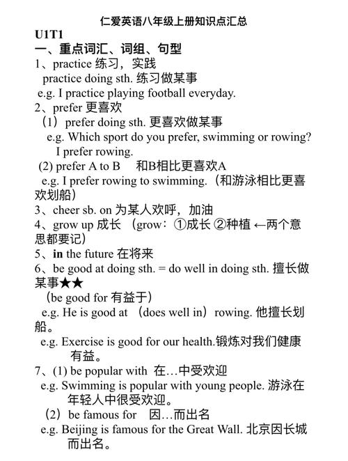 仁爱英语八上知识点有哪些重点难点?