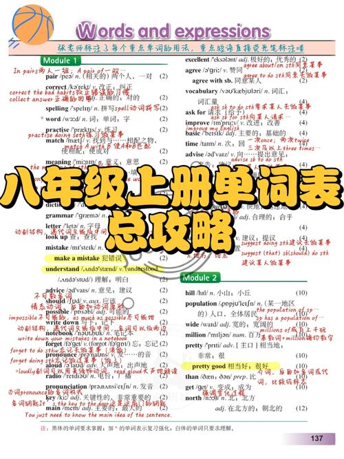 外研版八上英语单词有哪些？