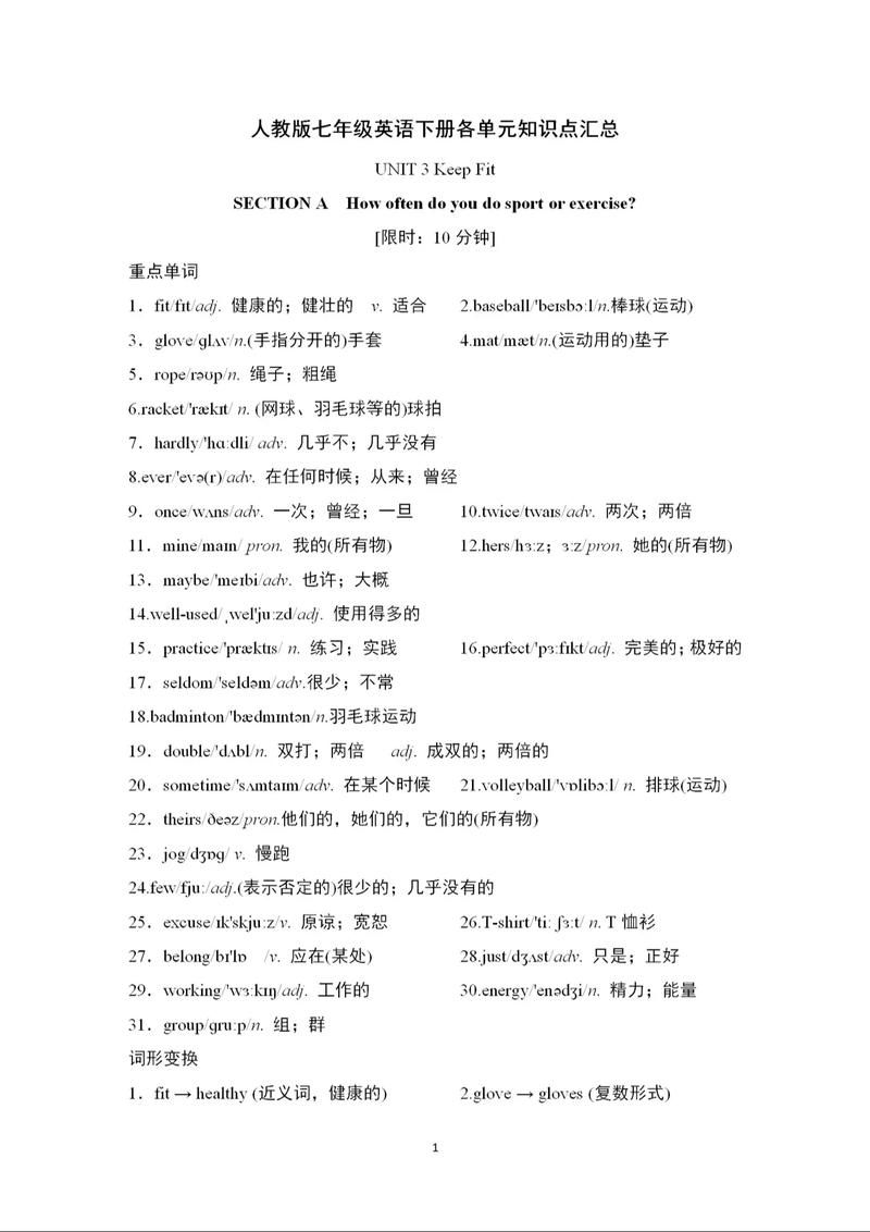 七下英语单元知识点有哪些重点难点?