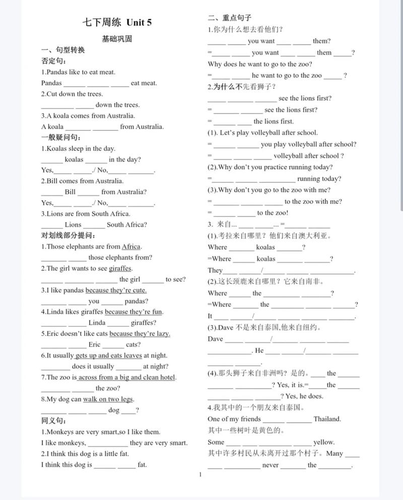 七下英语Unit5核心考点有哪些？