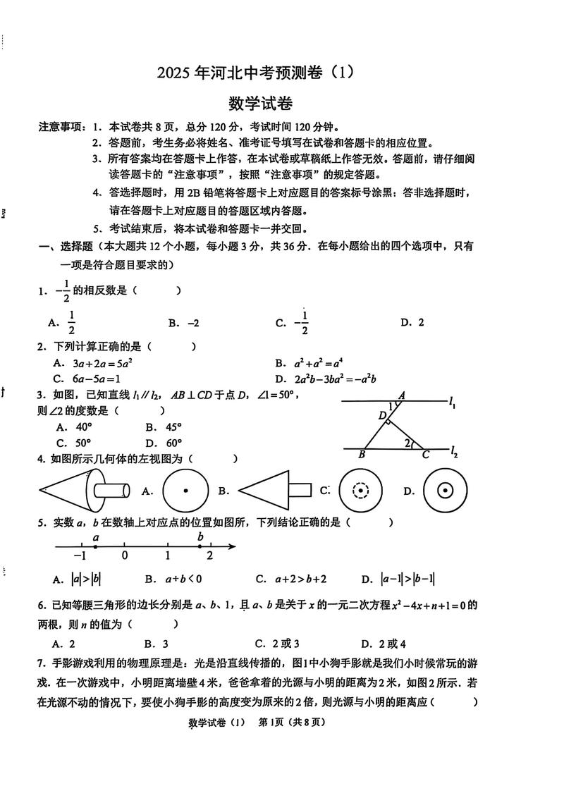 2025一年级中考试卷有哪些重点考点？