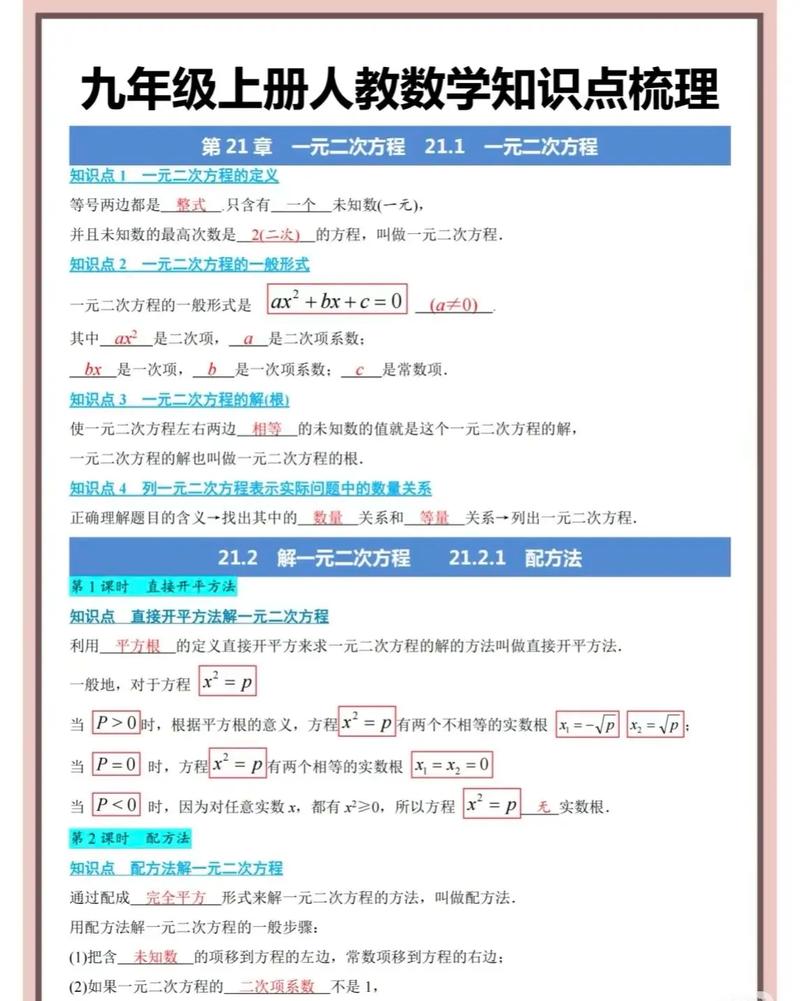 九年级上册数学知识点有哪些？