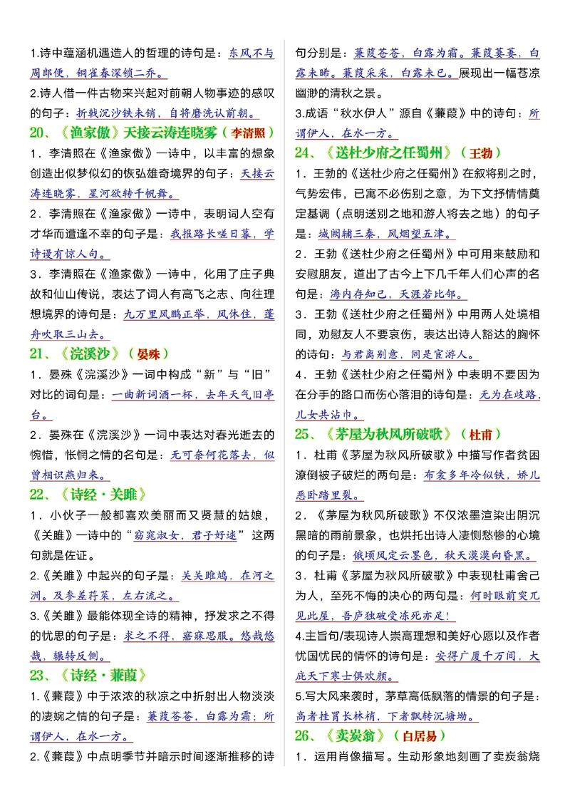 2025中考古诗词填空考哪些？