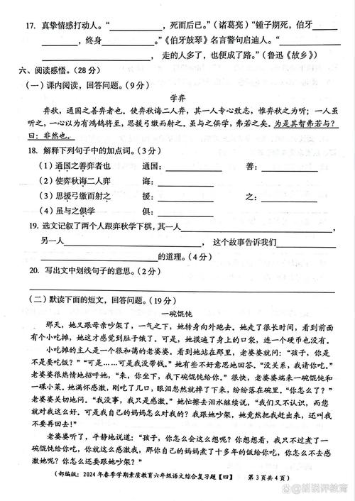 六年级语文综合能力测什么？