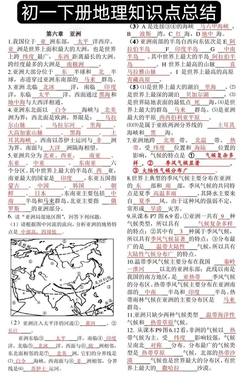 七下地理知识要点有哪些重点需掌握?