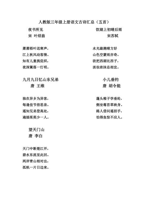 初三语文上册古诗人教版有哪些重点考点?