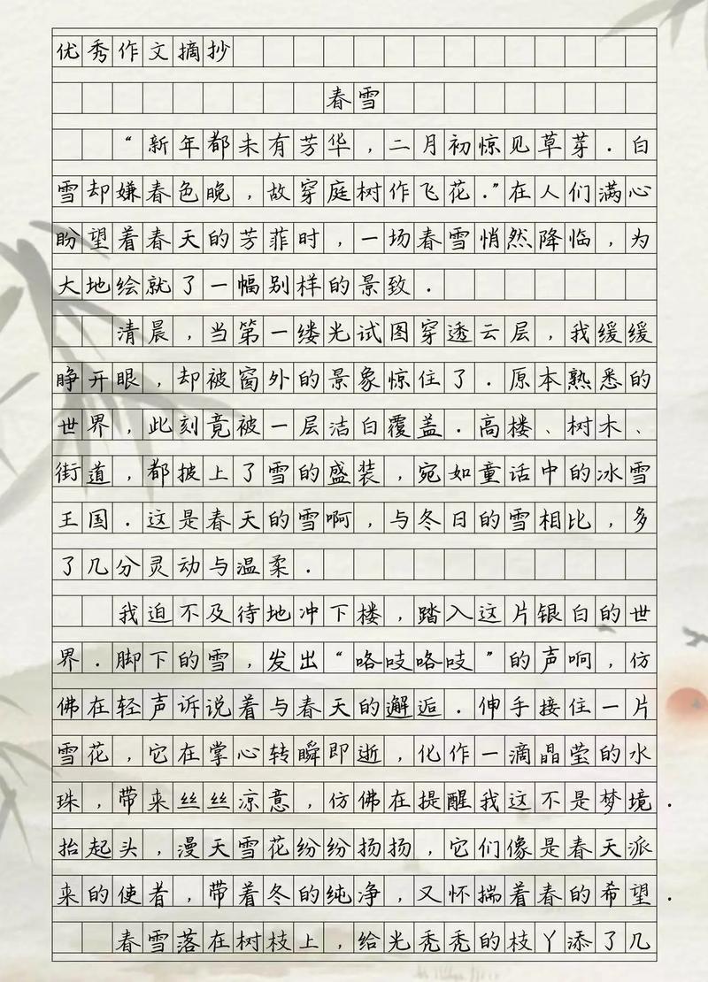 春雪作文600字写的是春雪的景还是情？