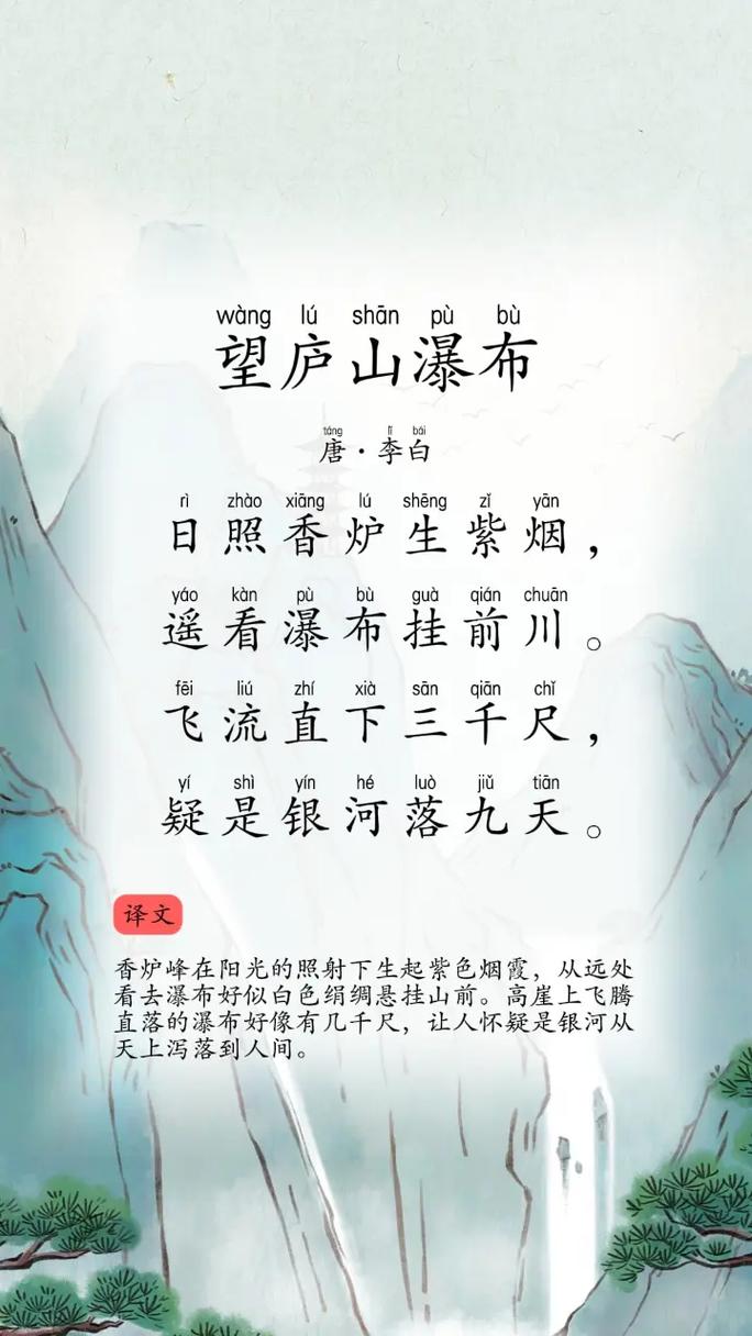 庐山瀑布诗中疑何景？