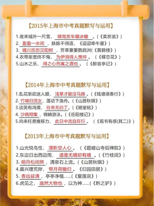 上海初中古诗试题答案如何？