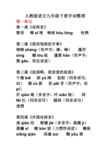 九年级下册语文字词复习重点有哪些？