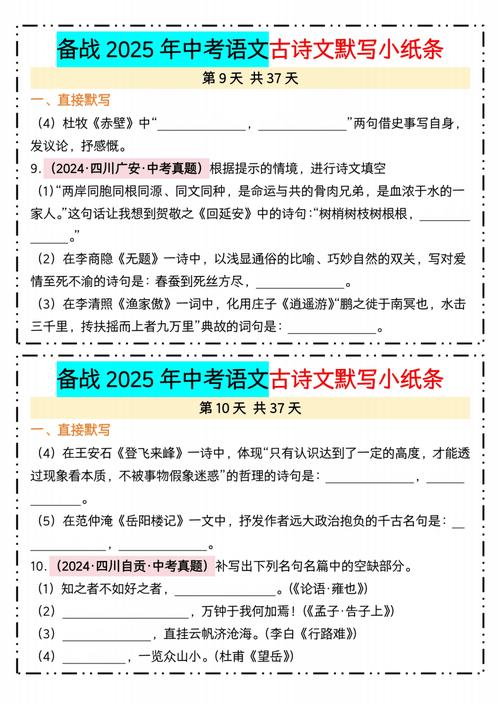 2025中考古诗填空答案何时公布？