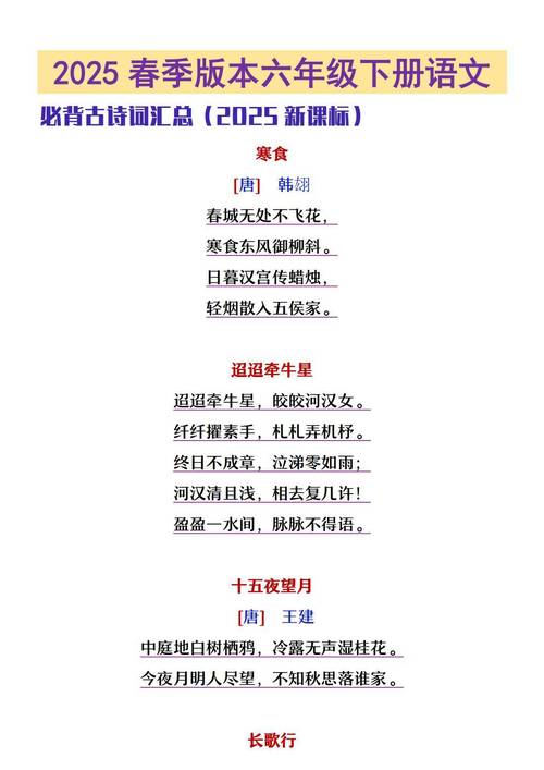 2025部编版必背古诗有哪些新增篇目？