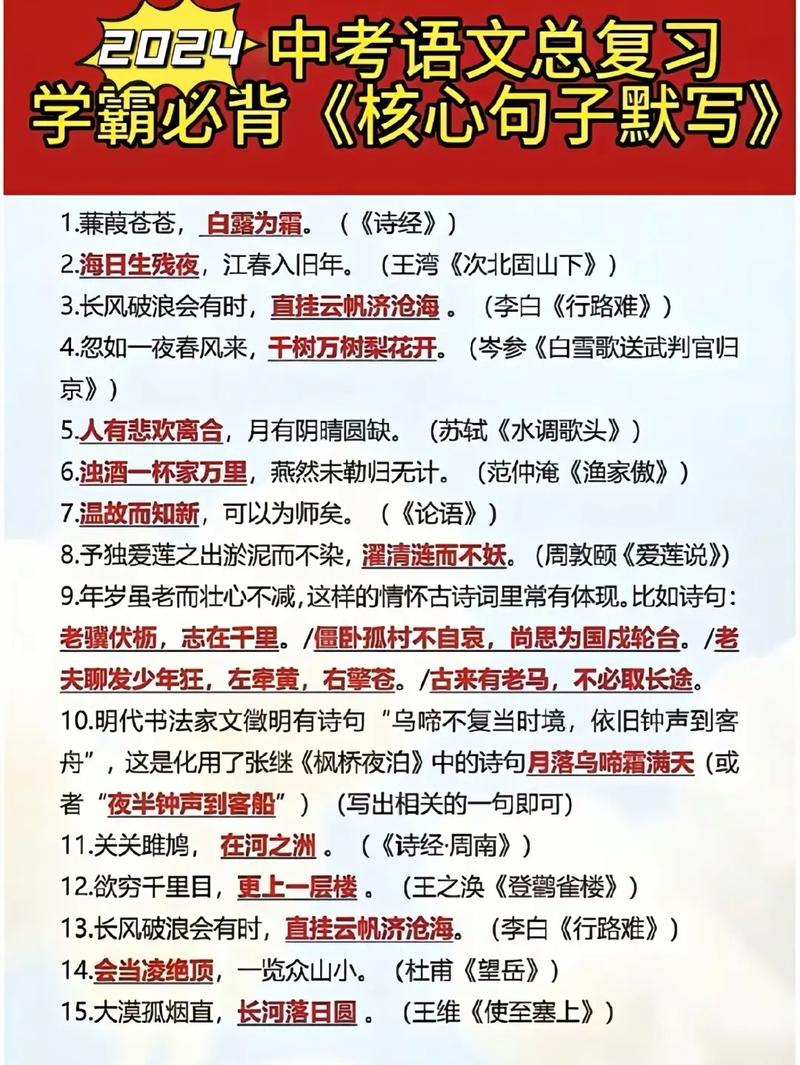 山东中考课外古诗词鉴赏考什么？