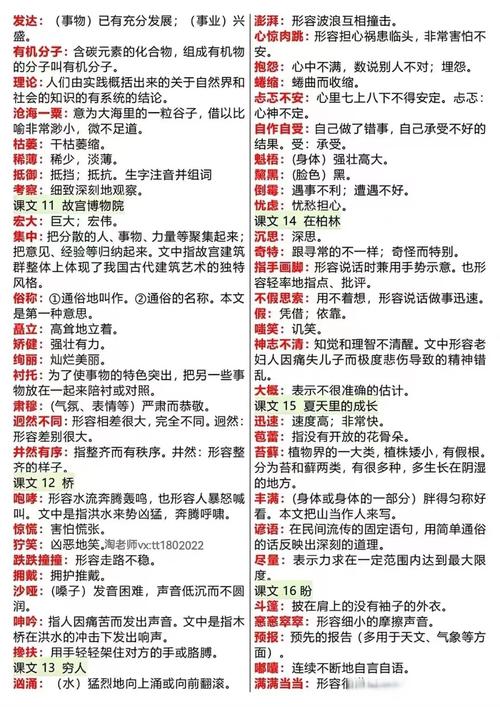 七年级语文课后词语解释有哪些重点？