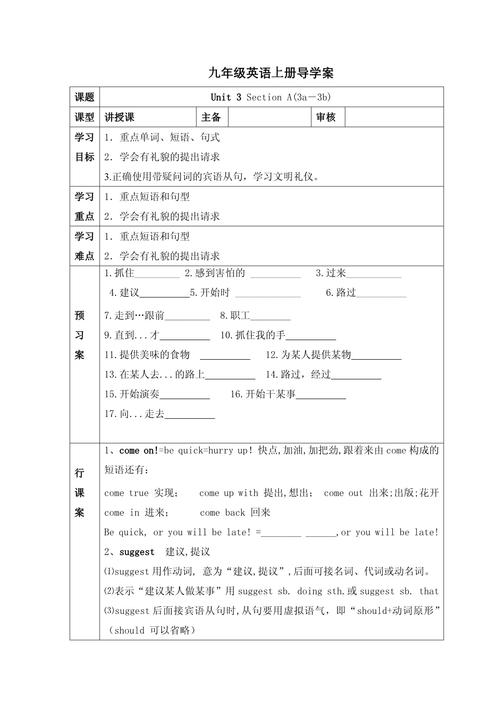 九年级英语第三单元3b核心考点是什么？