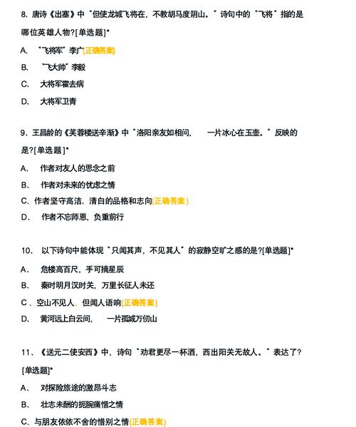 古诗知识竞赛题,你能答对几道?