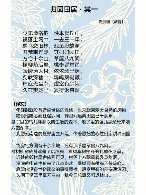 归园田居古诗阅读答案是什么？