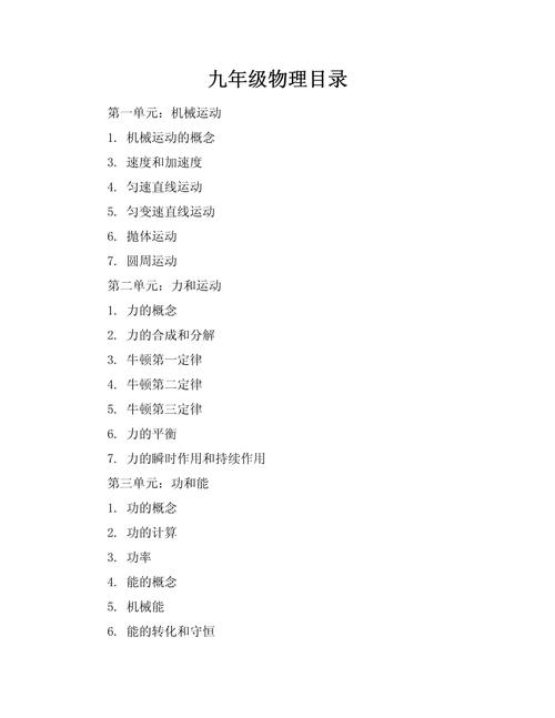 物理九年级全一册a的核心知识点是什么？