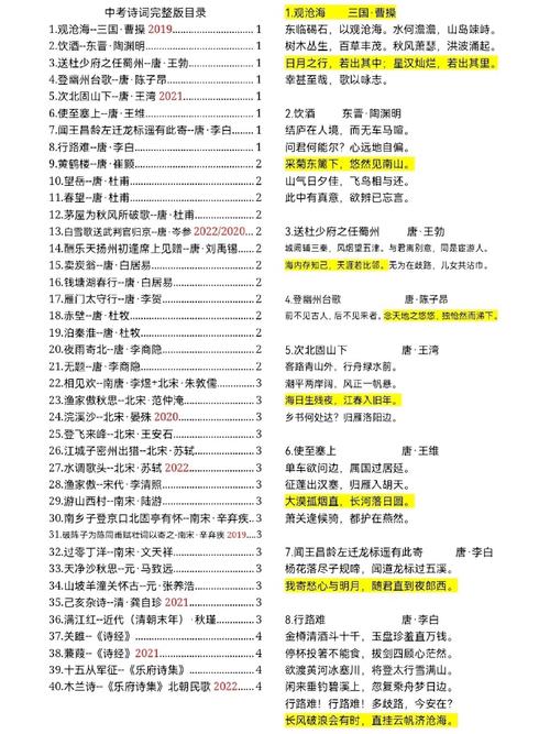 安徽中考语文古诗词考纲有哪些重点？