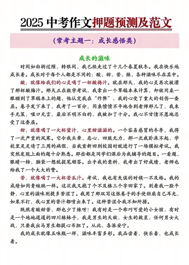 2025中考作文会考什么题目？