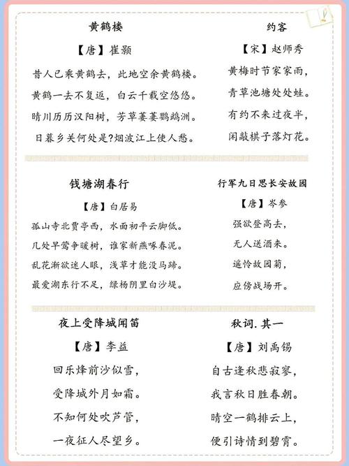 初中必备人教版古诗词有哪些？