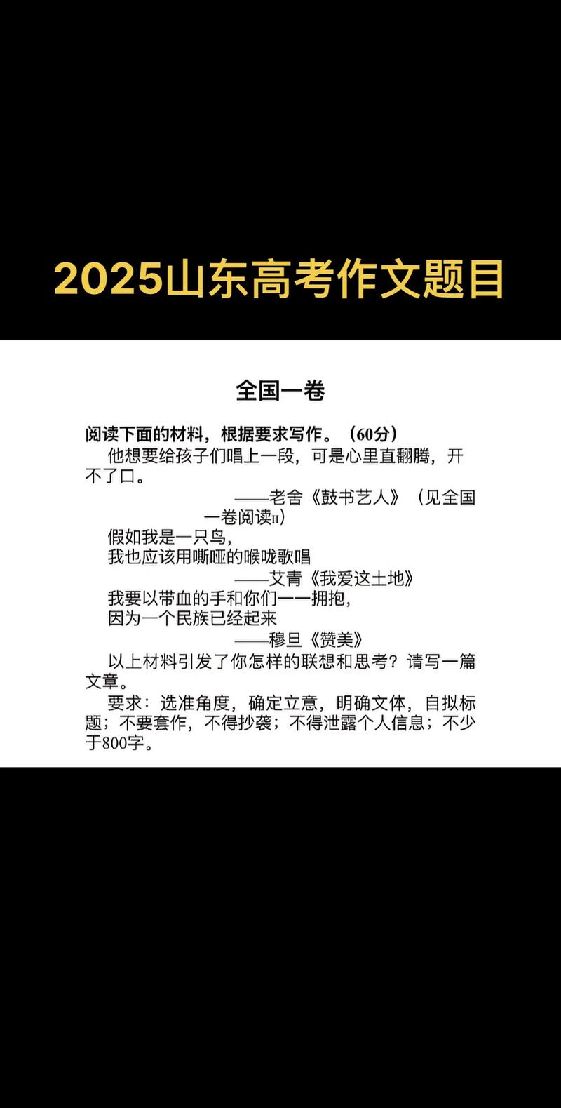 山东2025高考作文会考什么主题?