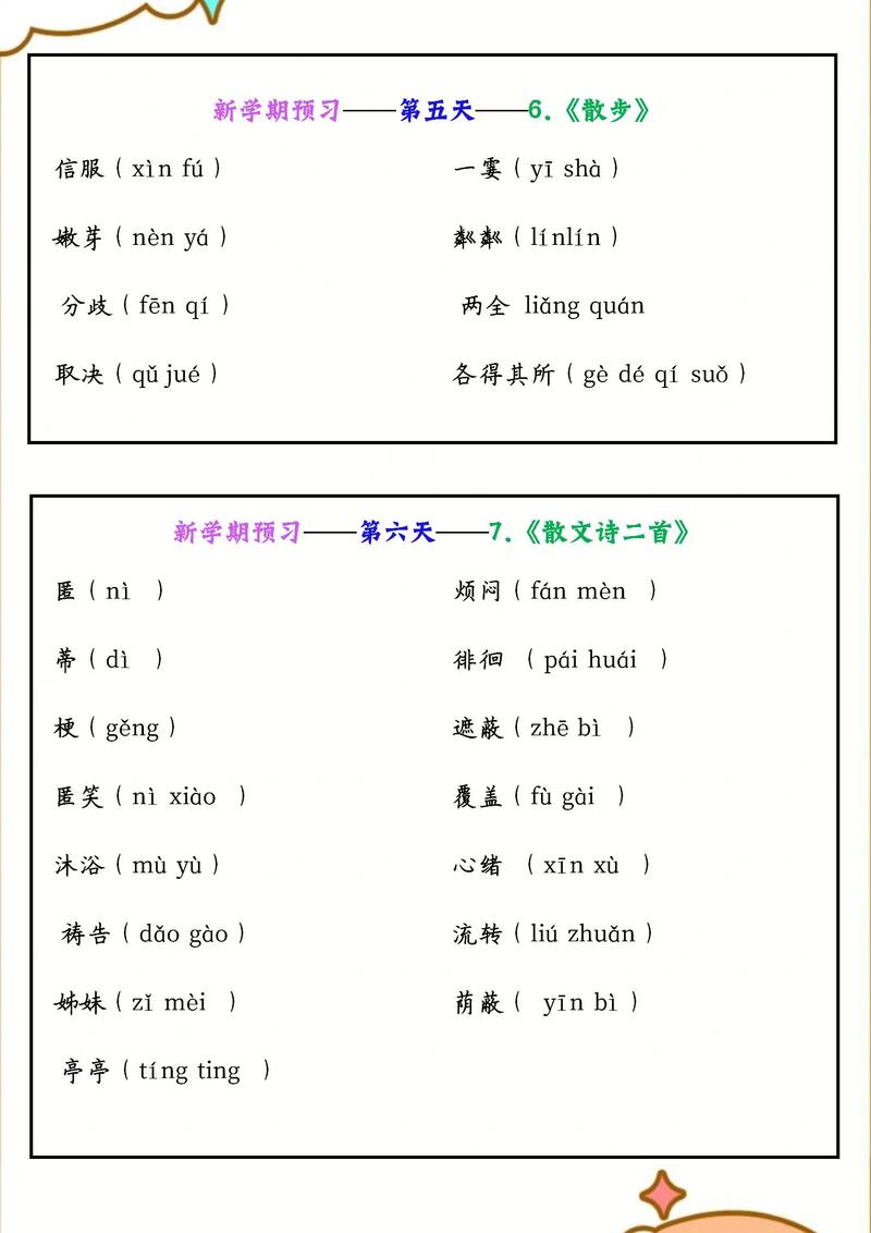 人教版七年级语文生字词有哪些重点？