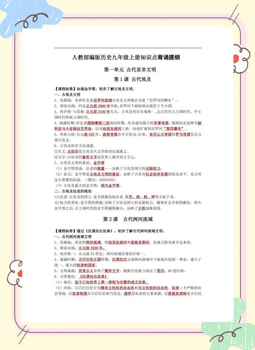 九年级历史中考复习提纲有哪些重点?