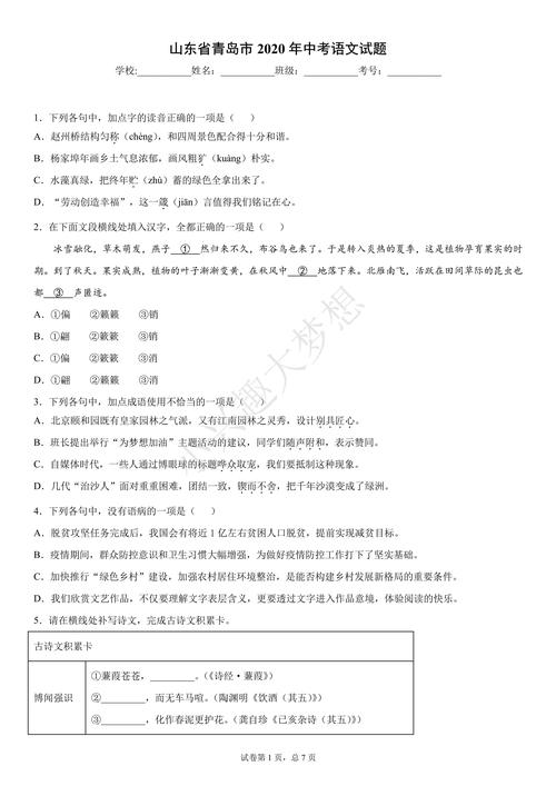 青岛中考古诗理解题怎么答?