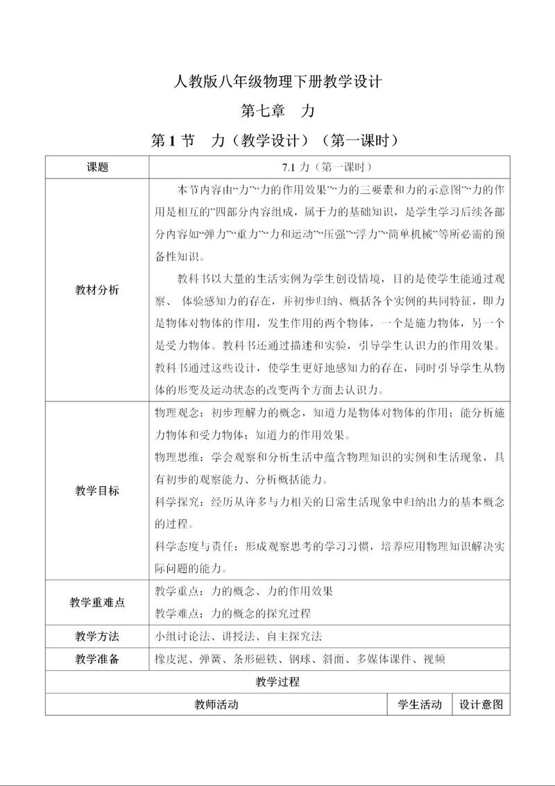 八年级物理下册教学设计如何优化课堂效果？