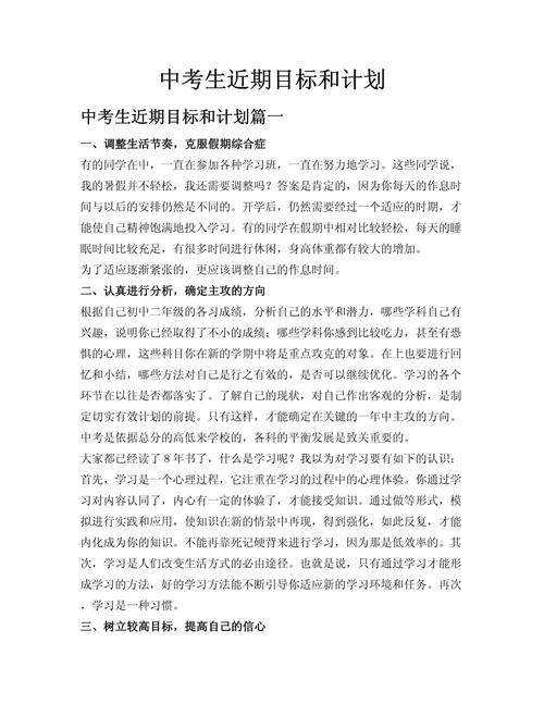 初三的计划和目标作文