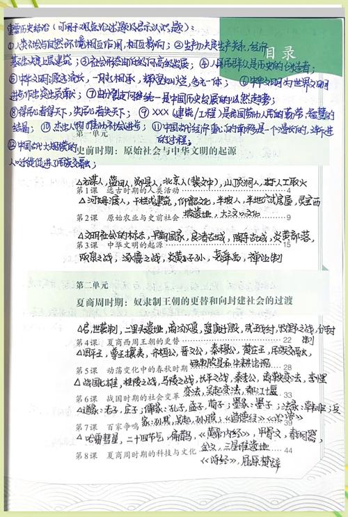历史 七年级上册 课后