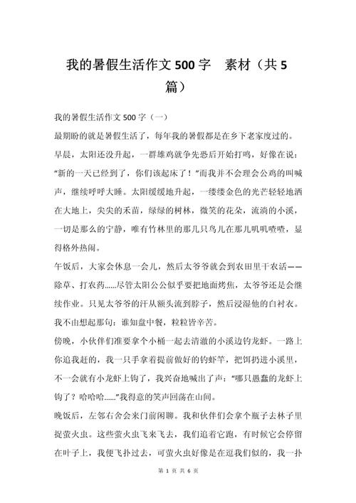 作文我的暑假500字，如何写出彩？