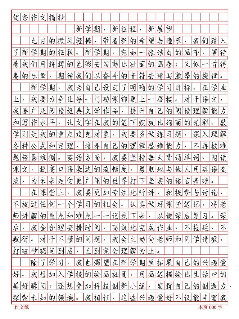 新学期打算如何写好300字作文？