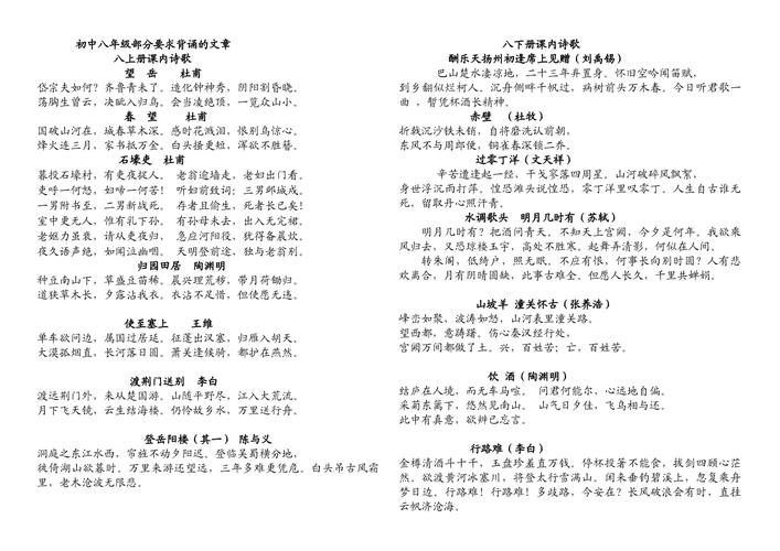 六到八年级语文古诗词重点难点有哪些?