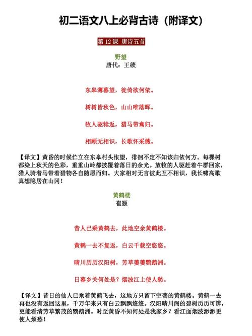 八年级上册古诗文名句有哪些重点？