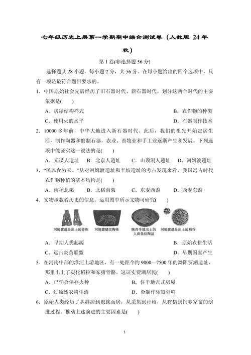 七年级人教版历史练习题有何重点难点？