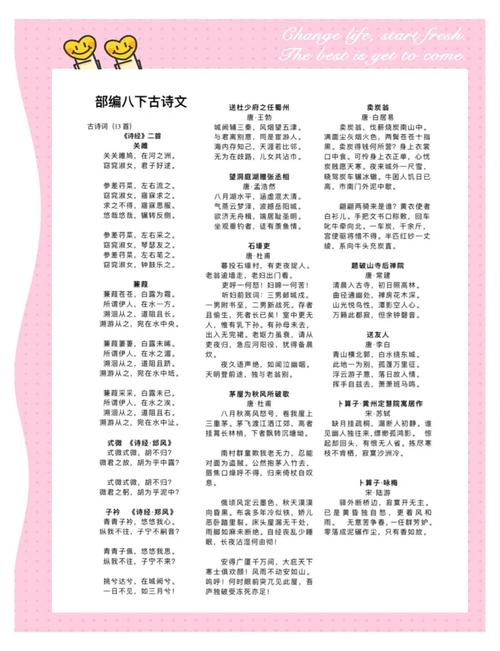 七年级下册前八首古诗有哪些？