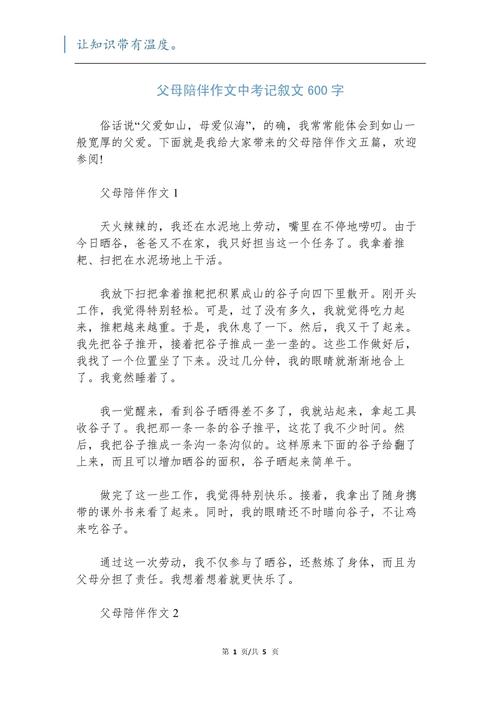 中考作文陪伴主题,如何写出600字的真情实感?