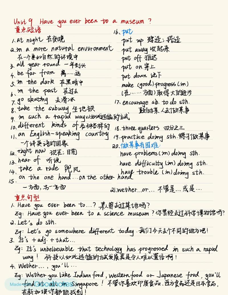 八年级下册英语单元重点