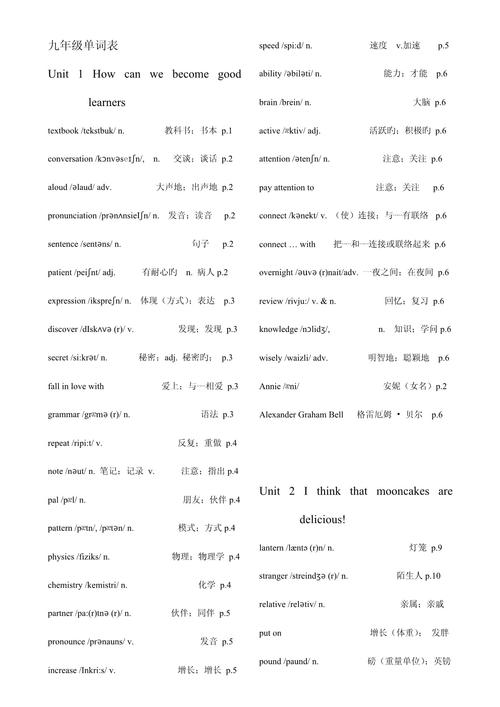新目标英语九年级单词表