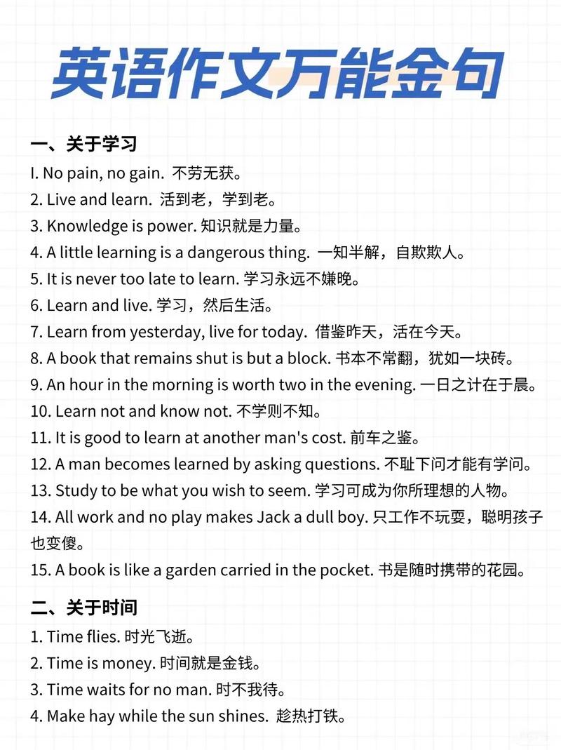 中考英语作文必备句子