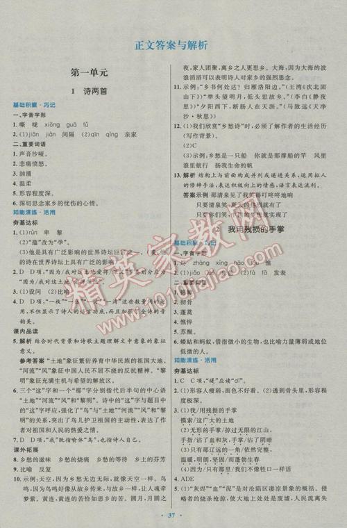 语文配套九年级下册答案