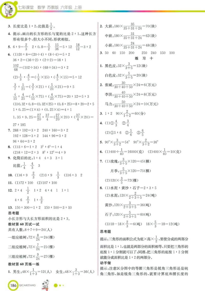 苏教版六年级测试卷答案