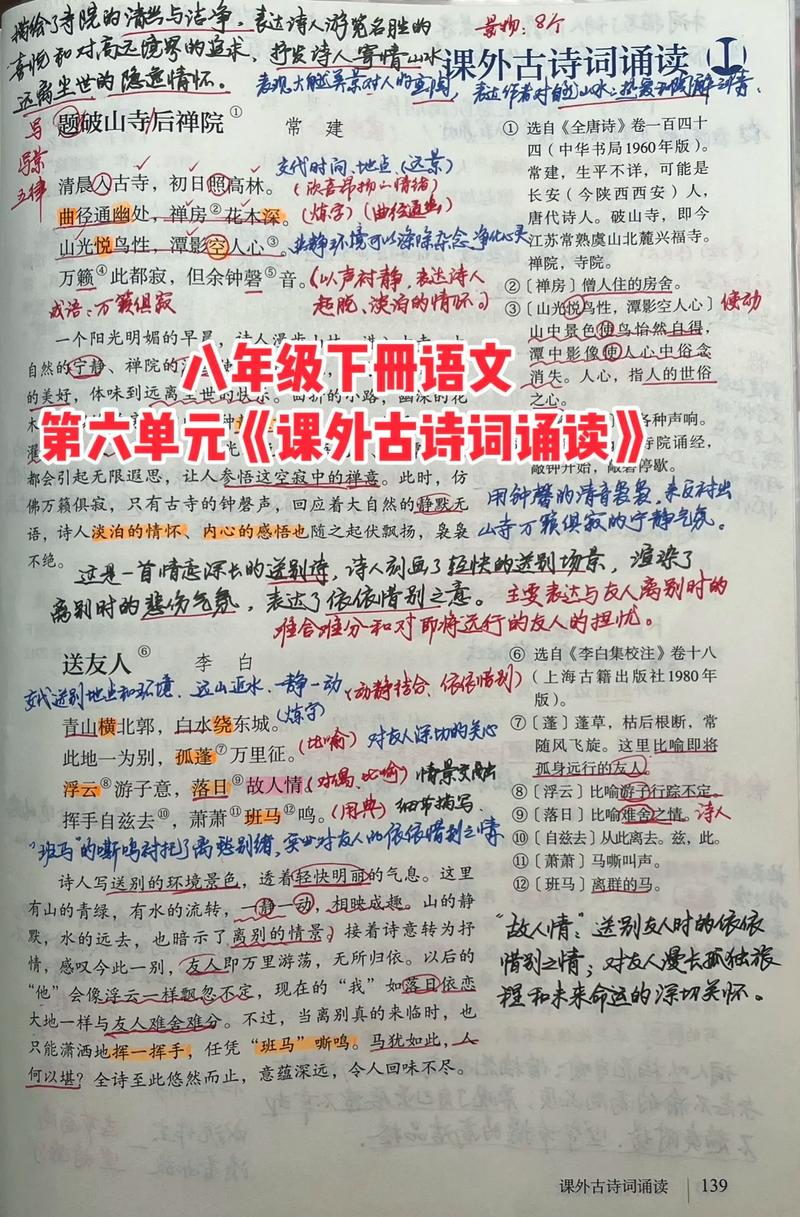 八年级下课外古诗诵读有哪些重点？