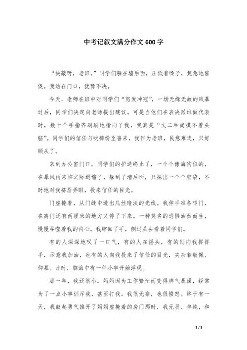 初中考试作文600字
