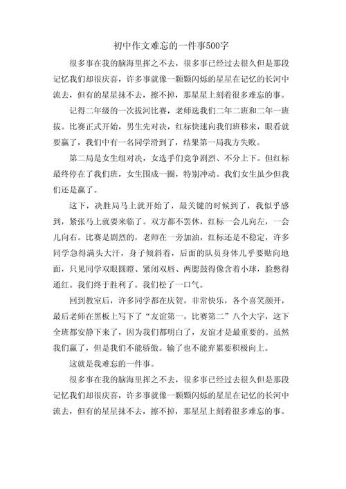 初三作文难忘的一件事
