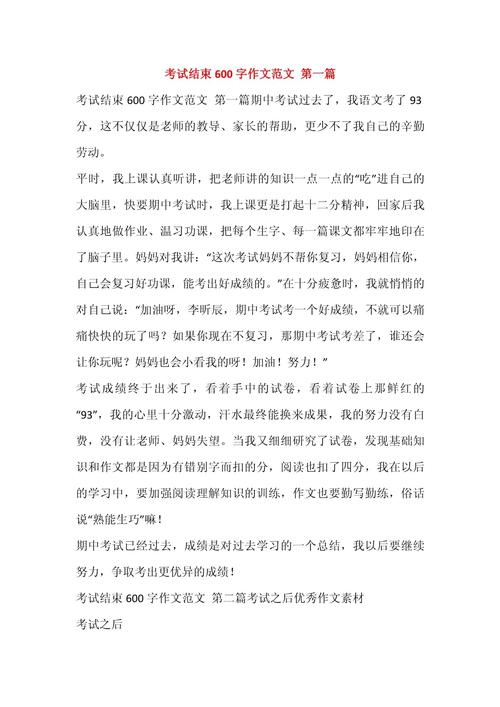 中考之后作文600字