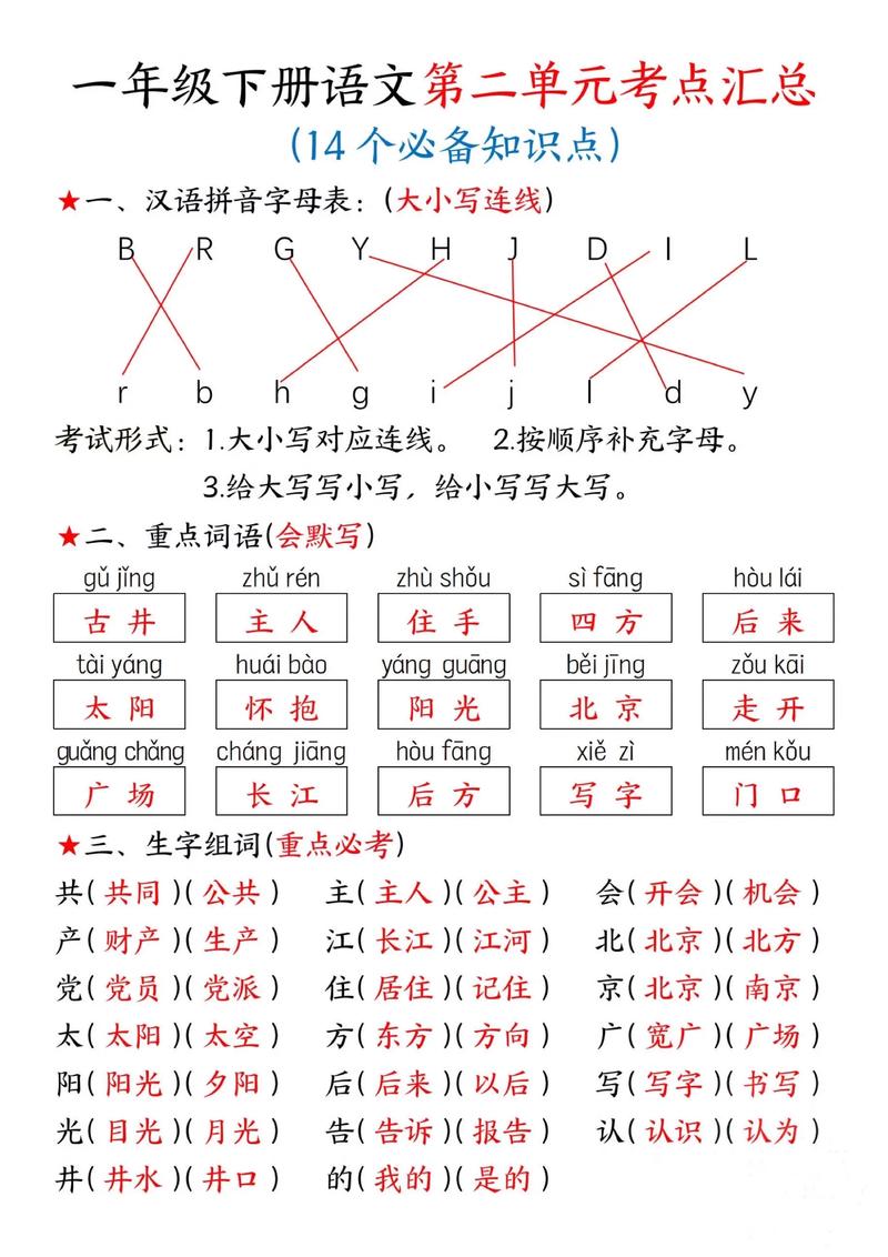一年级语文下册第二单元